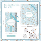 SCENTORINI Sachets for Drawers and Closets, Cotton Scented Bags for Long-Lasting, 14 Pack Home Fragrance Sachet for Closet, Drawer, Wardrobe