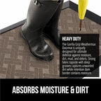 GORILLA GRIP 100% Waterproof All-Season WeatherMax Doormat, US Designed Natural Rubber, Stain and Fade Resistant, Low Profile Indoor Outdoor Door Mats, Easy Clean Patio Mat, 17x29, Taupe Basket Weave