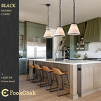 White Linen Pendant Lights for Kitchen Island Hemp Rope Black Hanging Pendant Light with Linen Lampshade 10in Transitional Pendant Light for Kitchen Sink Entryway Dining Room