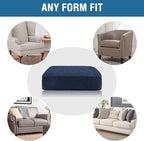 H.VERSAILTEX Velvet Stretch Couch Cushion Cover Plush Cushion Slipcover for Chair Loveseat Sofa Cushion Furniture Protector Seat Cushion Sofa Cover (2 Piece Medium Sofa Cushion Covers, Navy)