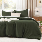 Litanika Oversized King Comforters Olive Green Super King Size, 3 Pieces Lightweight Solid Bedding Comforter Set, All Season Fluffy Bed Set (120x120In Comforter & 2 Pillowcases)