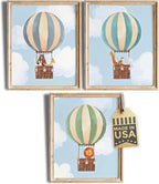 Hot Air Balloon Art Prints (Set of 3) - Unframed - 11x14 | Nursery Wall Decor | Elevate Your Nursery Decor with this Charming Wall Decor | Modern Wall Decor for Your Little One's Room