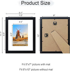 8x10 Picture Frame Set of 4, 8 x 10 Wood Photo Frames with Mat for 5x7, Wooden Frame with Real Glass Cover for Wall and Tabletop Display,Black