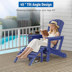 Adirondack Ottoman, HDPE Plastic Adirondack Footstool, All Weather Foot Rest for Adirondack Chair, Outdoor Footrest for Patio,Backyard, Lawn, Fire Pits, Navy Blue