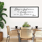 Bless the Food Before Us Wall Decor Art 24"X10" for Dining Room Kitchen Wall Wooden Framed Sign (Black)