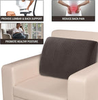 MABOZOO Memory Foam Back Support Cushion for Recliner Chair,Lumbar Support Pillow for Elderly,Extra Large Lumbar Support Pillow with Extension Straps,Dark Coffee