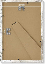 Vittanly 8x12 Picture Frames Set of 9, Shatter Resistant Plexiglass, Display 6x8 Pictures with Mat or 8x12 without Mat, Photo Frames for Wall or Tabletop, Engineered Wood, Distressed White