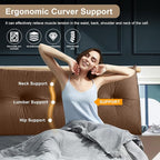 Large Triangular Headboard Pillows Long Backrest Positioning Support Bolster Cushion for Daybed Fluffy Quality Plush Body Wedge Pillow with Removable Cover(Dark Brown-Twin/Twin XL-39x8x20 in)