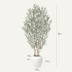Artificial Olive Tree, 8FT Tall, Faux Olive Trees with Natural Wood Trunk & Lifelike Fruits, Indoor, White Tall Planter, Home Balcony Office Living Room Decor