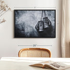 ElephantStock Boxing Gloves Wall Art - Horizontal Framed Canvas - 1-Piece Living Room Wall Decor - Photography Sports Canvas Print - Black and Gray Decor for Wall - 25" X 17"