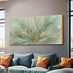 Framed Canvas Prints Gold Line Poster Abstract Wall Ar Green Pictures Wall Decor 29"x 58" Modern Artwork Large Wall Decorations for Living Room Home