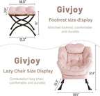 Lazy Chair and Ottoman, Large Accent Lounge Chair with Armrests and a Side Pocket, Modern Leisure Upholstered Sofa Reading Armchair with Footrest for Bedroom, Living Room, Dorm Rooms, Office