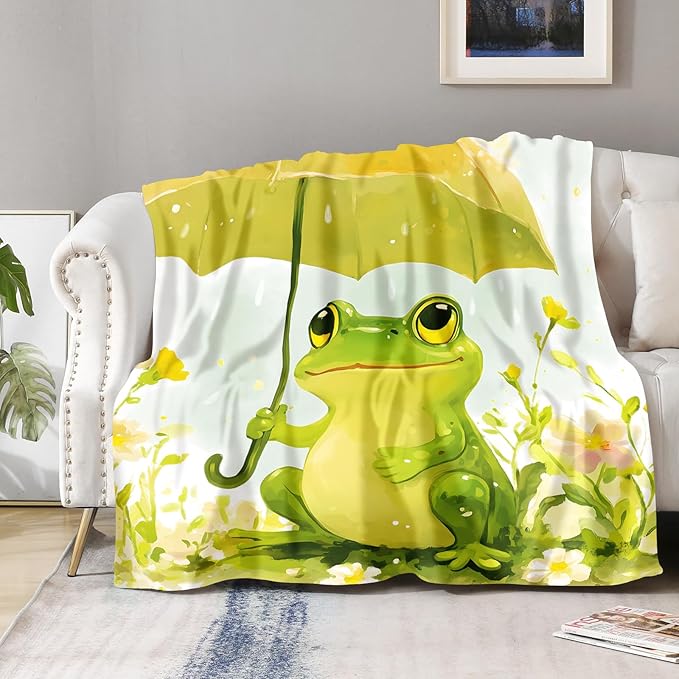 Frog Blanket Gifts for Women Kids - Cute Frogs Lovers Stuff Animal Decor Throw for Teen Adults Soft Lightweight Fleece Cozy Travel Bed Couch Birthday Christmas Blanket 50"x60"