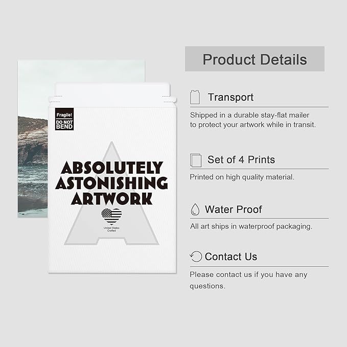 SIGNWIN Poster Bathroom Decor 8"x10"x 4, Wall Art Room Decor Multicolor for Living Room, Bedroom, Office Rocky Storm Cloud Sky Beach Ocean Landscape Nature Wilderness Landscape Colorful Rustic