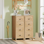 4 Drawer Dresser for Bedroom Set of 2, 36.81''Tall Modern Chest of Drawers with Fluted Panel, Wood Storage Dresser Organizer with Deep Drawers for Nursery Living Room Hallway (2, Wood Color)