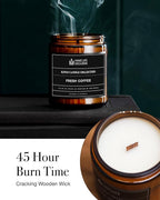 Scented Candles for Men | Fresh Coffee, Smells of Espresso | Wooden Wick, Long Lasting, Masculine Scents | Natural Soy Jar Candle for Home, Bachelor Pad Decor | The Perfect Mens Gift