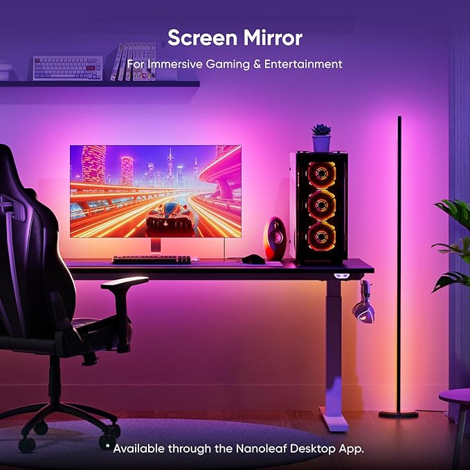 Nanoleaf Matter Smart Floor Lamp, LED Standing Lamps Work with Alexa, Music Sync Corner Lamp,16 Million Colors, 1700lm RGBTW Floor Lamp with Voice Control for Living Room, Ambient Lighting Bedroom