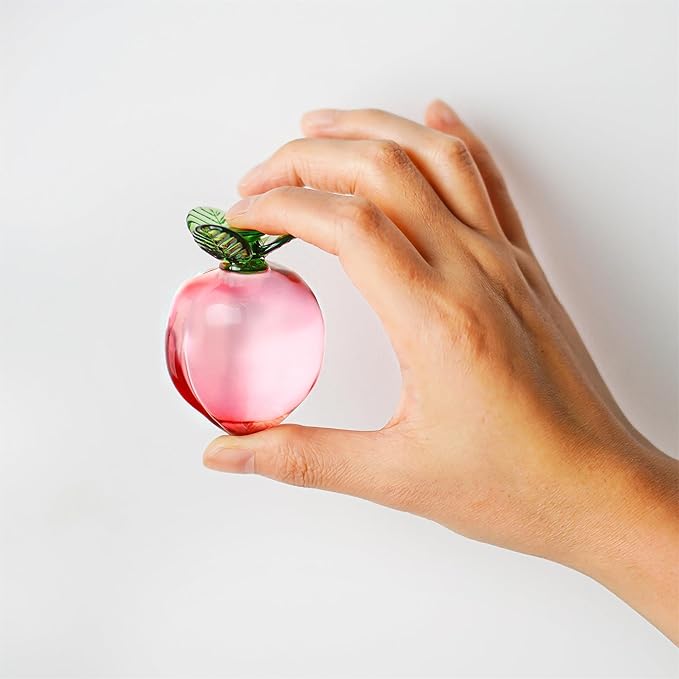Glass Fruits Decor Crystal Fruit Peach Figurines Collectibles for Office Tabletop Centerpiece Art Glass Paperweights Crystal Decoration for Home Kitchen