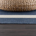 CAMILSON Outdoor Rug 10x14, Large Modern Outside Rugs for Patios Porches Waterproof Durable Washable Non-Shedding, Easy-to-Clean Indoor Outdoor Area Carpet (10 x 14, Bordered - Blue/White)