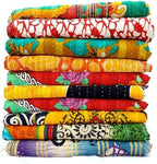 Shri Radhey Empire Indian Vintage Kantha Quilt Handmade Throw Reversible Blanket Bedding Cotton Fabric Bohemian Assorted Quilt 85X55 Inch 1 Pcs Lot
