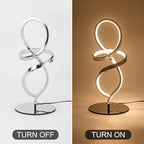 Mayful Modern Table Lamp with LED Spiral Design, Bedside Lamp with Stepless Dimming Switch, Contemporary Nightstand & Chrome Table Lamp for Bedroom, Living Room, Home Office, 12W 3200K Warm White