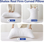 Shatex Curved Firm Pillow Queen Size 28 x 20 inch, Bed Pillow with Adjustable Insert Provides Stronger Support - for Back, Stomach & Side Sleepers.