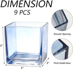 Square Flower Vases Set of 9, 3"x 3"x 3" Glass Vases for Centerpieces, Blue Vase for Flowers, Small Vase for Wedding, Party, Home Office Decoration