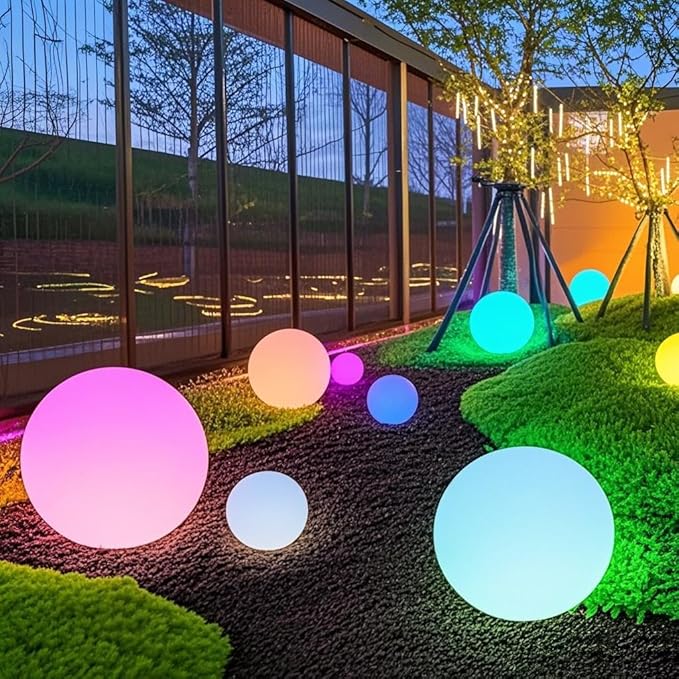 Globe Floor Lamp, 14-inch LED Ball Light with Remote,16 RGB Color Dimmable Rechargeable Nursery Globe Lamp, Waterproof Glowing Orb Light for Indoor Outdoor Lighting Decors