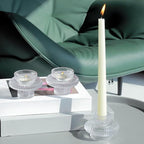 VOHO Vintage Candlestick Holders Set of 6, Dual Sided Candle Sticks Holder Decor for Taper Candles/Tea Lights Candles, Ribbed Candle Holder for Dining Table Centerpiece, Wedding/Christmas Decor(Clear)