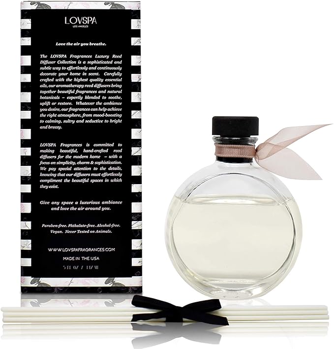 LOVSPA Reed Diffuser Set, Smoked Vanilla Scented Oil Diffuser with Sticks, Home Fragrance Accessories for Bathroom Shelf Decor, Aroma Diffusers for Home or Office Fall Decor, USA Made