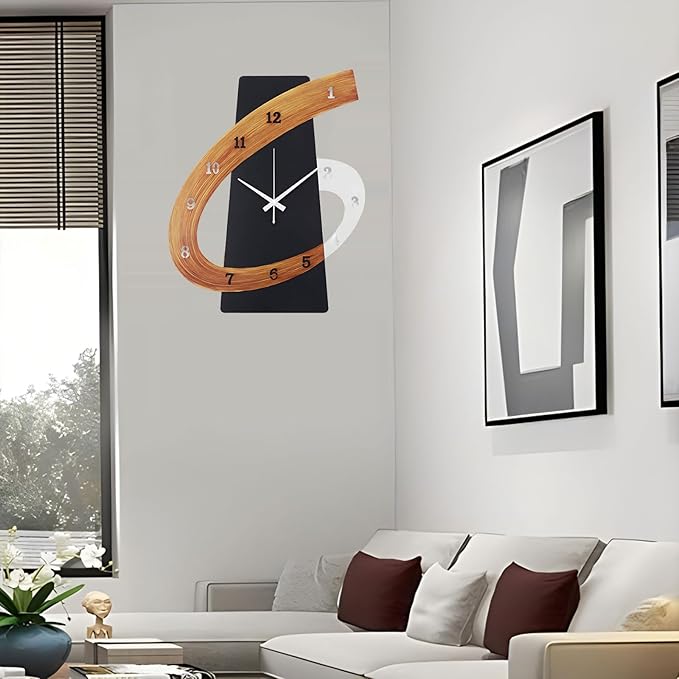 Modern Large Decorative Wall Clock，20 inch Black Silent Non-Ticking Nordic Metal Wall Clocks for Living Room Home Kitchen Bedroom Cafes Office Staircase，Arabic Numerals Quartz Clock((40x50cm)