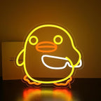 Duck Neon Sign, HSJNJKFU Neon Signs for Wall Decor Yellow Duck Animal Led Sign Light Up Sign for Room Birthday Party Home - LED Neon USB Powered