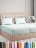 Split King Size 5 Piece Sheet Set - Comfy Breathable & Cooling Bed Sheets Set - Hotel Luxury Bedding for Women, Men, Kids, Teens, Boys & Girls - Deep Pockets, Soft, Wrinkle Free - Oeko-Tex - Ice Blue