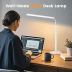 White LED Desk Lamp - Foldable Industrial Desk Light for Home Office, 15W Dimmable Table Lamp for Reading with Base, 4 Color Temps, 16" Eye Caring Metal Desktop Task Lamp for College Dorm Study