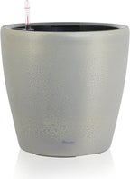 Dexceder 18x17 Self Watering Planter with Wheels Indoor Outdoor, Inner Pot Design, Thickened Large Floor Standing Flower Plant Pot with Water Level Indicator (Grey Gold Crackle)