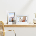 Vittanly 4x6 Picture Frames Set of 9, Shatter Resistant Plexiglass, Display 3.5x5 Pictures with Mat or 4x6 without Mat, Photo Frames for Wall or Tabletop, Engineered Wood, White