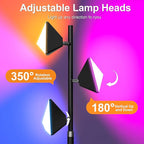 PARTPHONER RGB Tree Floor Lamp for Living Room, Stepless Dimmable Tall Standing Lamp with Remote, Touch Control and 3 Rotatable Light, Bright LED Lights for Bedroom with 4 Color-Changing, Black