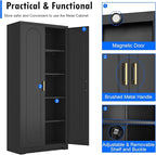 71" Tall Kitchen Pantry Cabinet, Pantry Storage Cabinet with Doors and Shelves, Metal Food Pantry Cabinets with Handles, Black Freestanding Cupboard for Living&Dining Room-Assemble Required