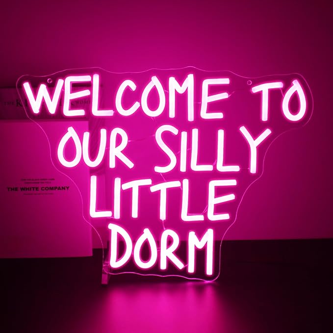Neon Sign, Welcome to Our Silly Little Dorm Neon Signs for Wall Decor Neon Pink LED Signs Room Neon Light Up Signs Home Decor for Bedroom Business Club Party Bars Shop USB Operated