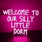 Neon Sign, Welcome to Our Silly Little Dorm Neon Signs for Wall Decor Neon Pink LED Signs Room Neon Light Up Signs Home Decor for Bedroom Business Club Party Bars Shop USB Operated