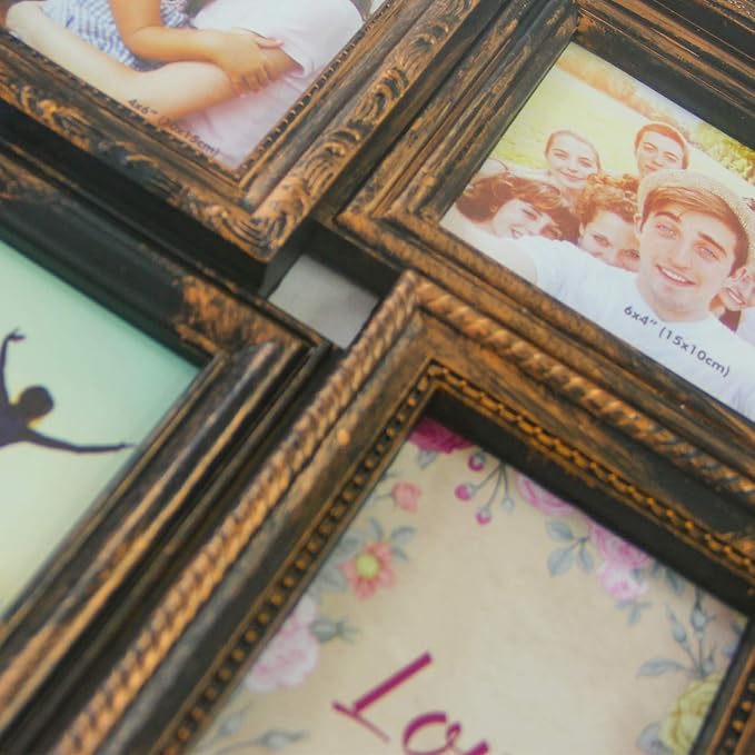 Jerry & Maggie 4X6 Collage Picture Frames for Wall Decor, 18 Opening Collage Wall Hanging for 6x4 Photo, Multi Picture Frame Set with One-piece Design Gold