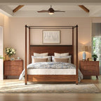 Evermagin 31.5W×29“H Large Fluted Nightstands Set of 2, Mid Century Modern 3 Drawer Night Stand Bedside Table, Small Wood Dresser for Bedroom, End Table with Storage, Walnut