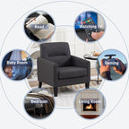 Accent Chair, Mid Century Modern Living Room Chairs Comfy Reading Chair with Upholstered Cushion Relax Armchair for Bedroom Apartment,Office,Dark Grey