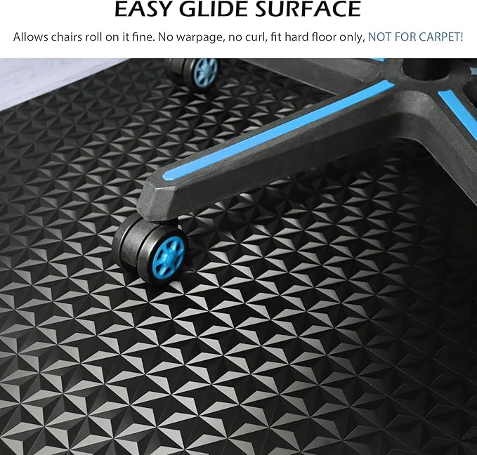 SALLOUS Chair Mat for Hard Floor, 60" x 36" Gaming Chair Mat for Hard Surface, Rolling Chair Floor Mat for Home Office - Not for Carpet (Black)