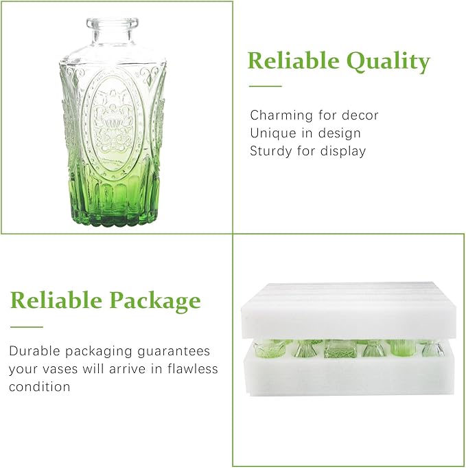 22 Pack Bud Vase in Bulk - BEAHOT Green Flower Vases for Wedding Decorations, Glass Vase for Table Decorations, Small Vase for Home, Mother's Day, Centerpieces, Party, Office(Green Gradient)