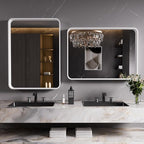 White Bathroom Mirror 22x30 Inch, White Metal Framed Bathroom Mirror for Wall, Rounded Rectangle Matte Bathroom Vanity Mirror, Tempered Glass, Anti-Rust, Horizontal/Vertical