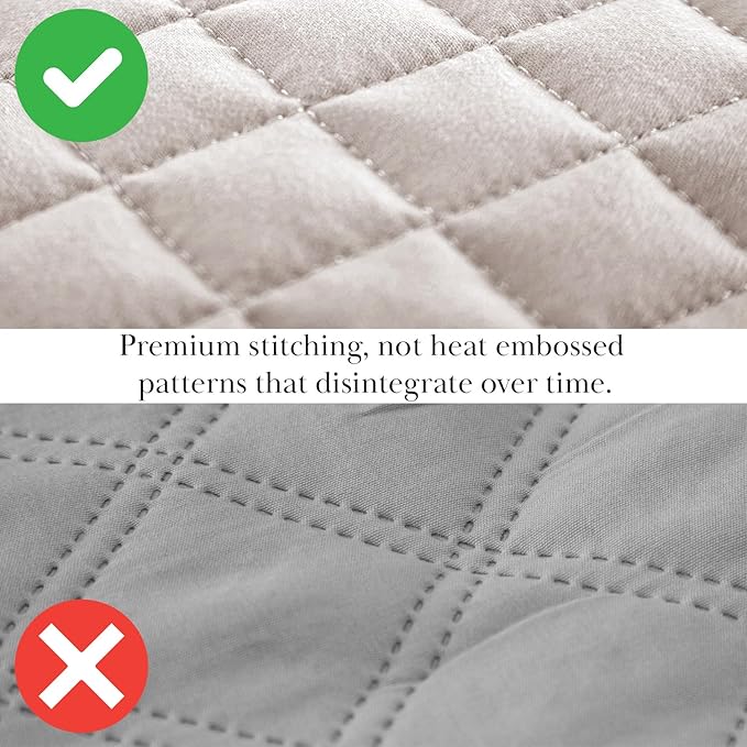 Southshore Fine Living, Inc. Full/Queen Quilt Bedding Set, Microfiber Quilts Queen Size, Coverlet, Stain & Pet Hair Resistant Bedding, Full Size Bedspread with 2 Pillow Shams, Bone