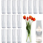 18pcs Glass Vase Cylinder Vases for Centerpieces Small Flower Glass Clear Vases Home Decor Centerpiece Table Flower Vase Decorations for Office Beautification＆Holiday 7.5 Inch Tall