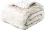 BATTILO HOME Luxury White Faux Fur Throw Blanket Long Pile with Black Tips, 51"x67", Super Warm Thick Faux Fur Blanket for Couch, Bed, Fuzzy Fluffy Elegant Cozy Blanket