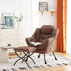 Cozy Lazy Chair and Ottoman, Large Contemporary Accent Lounge Chair Set, Leisure Upholstered Reading Armchair for Bedroom, Living Room, Dorm Rooms, Office